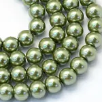 Baking Painted Pearlized Glass Pearl Round Bead Strands