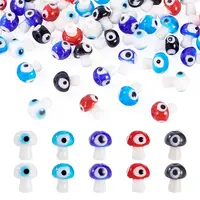 50Pcs 5 Colors Handmade Evil Eye Lampwork Beads Strands
