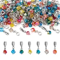 105Pcs 7 Colors Glass European Dangle Charms