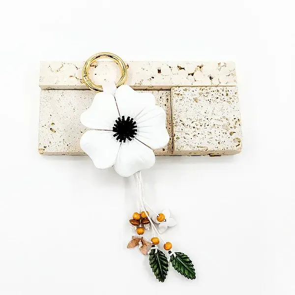 Leather and Alloy Keychain