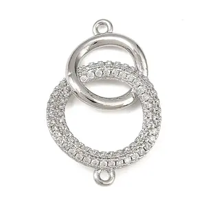 Brass Micro Pave Clear Cubic Zirconia Links Connector Charms