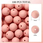 100Pcs Silicone Beads Round Rubber Bead 15MM Loose Spacer Beads for DIY Supplies Jewelry Keychain Making