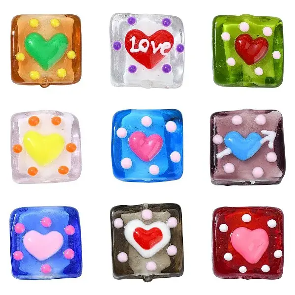 9Pcs 9 Colors Handmade Lampwork Beads