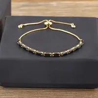 Brass Micro Pave Cubic Zirconia Slider Bracelets