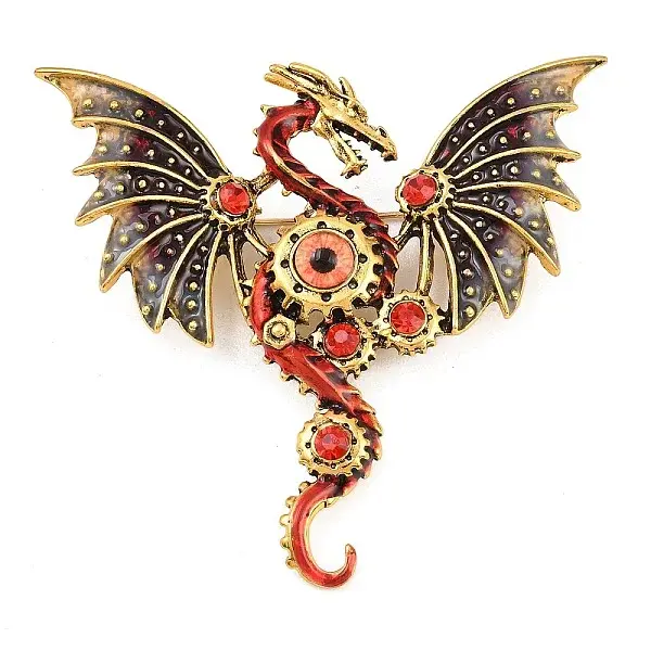 Dragon with Evil Eye Alloy Rhinestone with Plastic Lapel Pins for Backpack Clothes