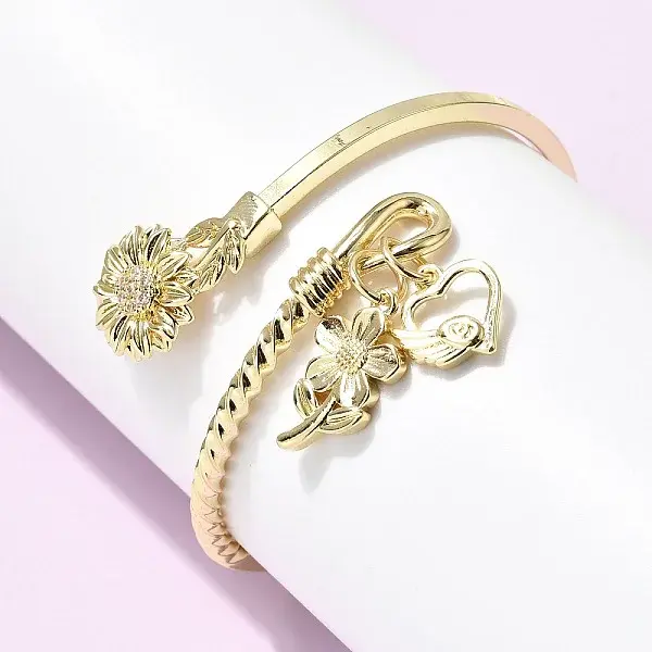 Brass Micro Pave Clear Cubic Zirconia Cuff Bangles