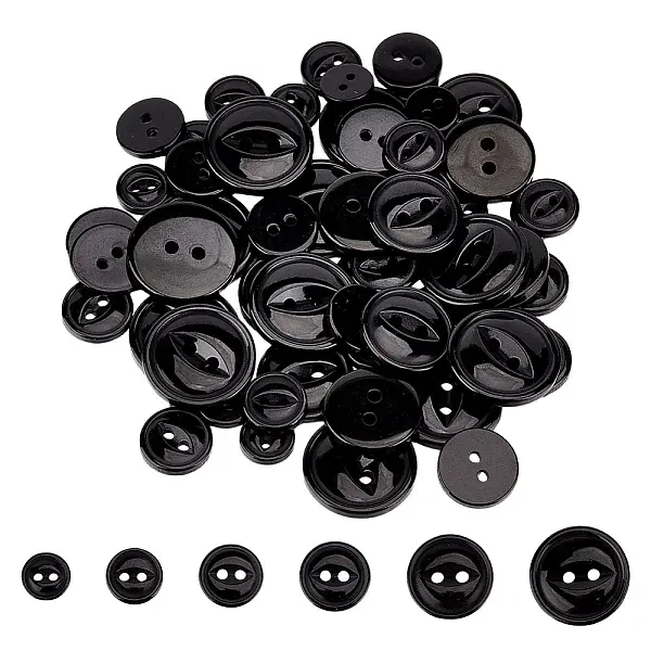 120Pcs 6 Styles 2-Hole Resin Buttons