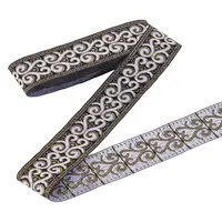 1 Bundle Ethnic Style Polyester Jacquard Floral Ribbon