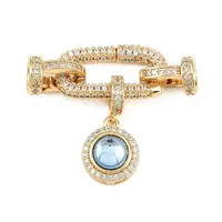 Flat Round Brass Micro Pave Cubic Zirconia Fold Over Clasps