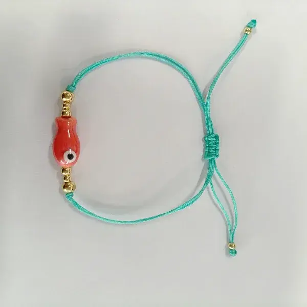 Braided Porcelain Fish Charm Adjustable Bracelets
