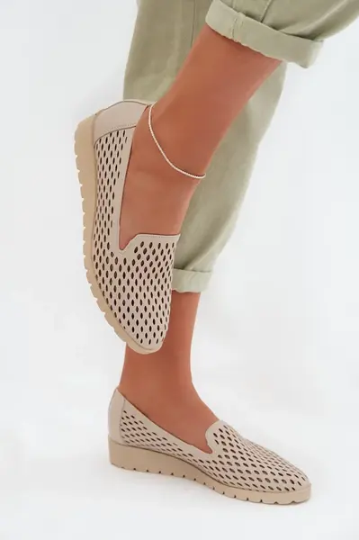 Dámské perforované mokasíny béžové Flariette