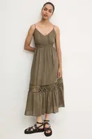 Bavlněné šaty Answear.LAB zelená barva, midi