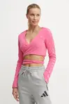 Kardigan adidas Originals dámský, růžová barva, lehký, JN3012