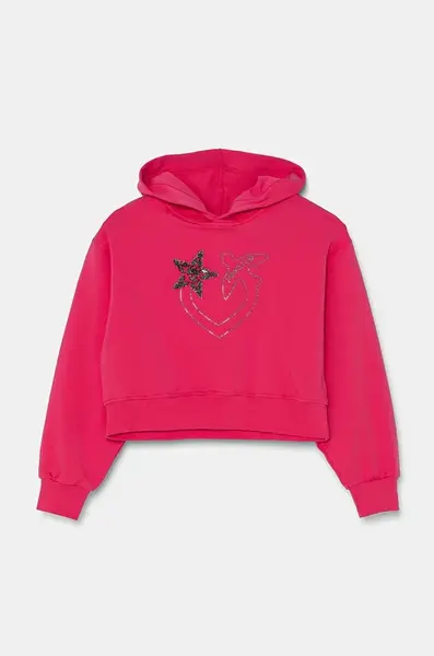 Dětská mikina Pinko Up růžová barva, s kapucí, s aplikací, F4PIJGHS057