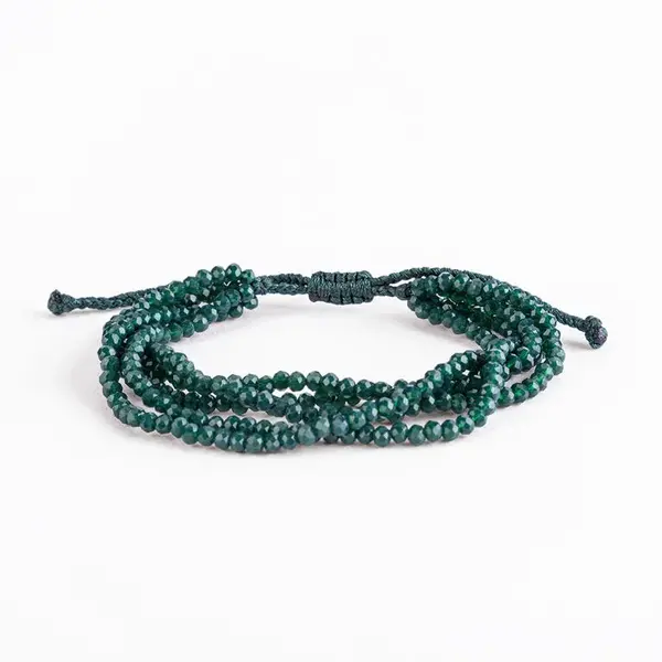 Náramek třpytivé korálky zelené