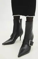 Kožené kotníkové boty Answear.LAB dámské, černá barva, na podpatku