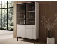 Vysoká vitrína Japandi, 104 cm, béžová kašmír