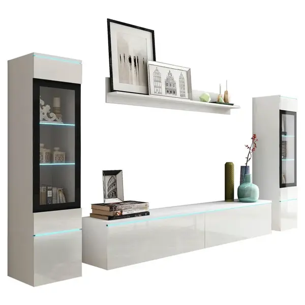 P & B OBÝVACÍ STĚNA, vysoce lesklá bílá