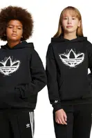 Dětská mikina adidas Originals černá barva, s kapucí, s potiskem, JD0365