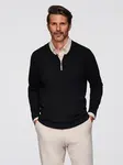 Ombre Men's sweater with viscose and spread neckline - black
