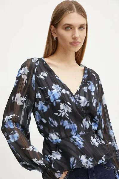 Halenka Guess dámská, černá barva, vzorovaná, W5RH19 WGWV2