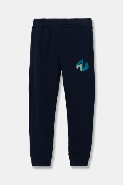 Dětské bavlněné tepláky Fila LICHTENBORN tmavomodrá barva, s aplikací, FAK0359