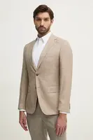 Vlněné sako BOSS béžová barva, 50539804
