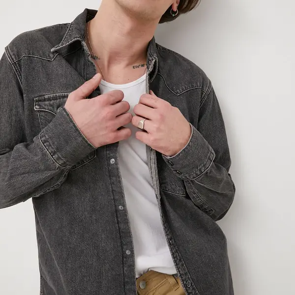 Džínová košile Levi's pánská, šedá barva, regular, s klasickým límcem