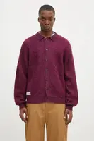 Kardigan Butter Goods Mohair Button Up Knitted Shirt pánský, fialová barva, BG243400