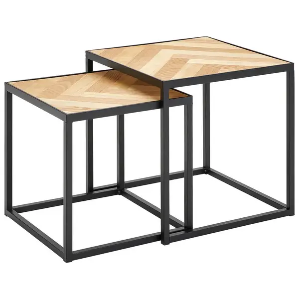 MID.YOU SADA ODKLÁDACÍCH STOLKŮ, černá, barvy jedlového dřeva, dřevo, kov, kompozitní dřevo, 40/35/40/35/40/35 cm