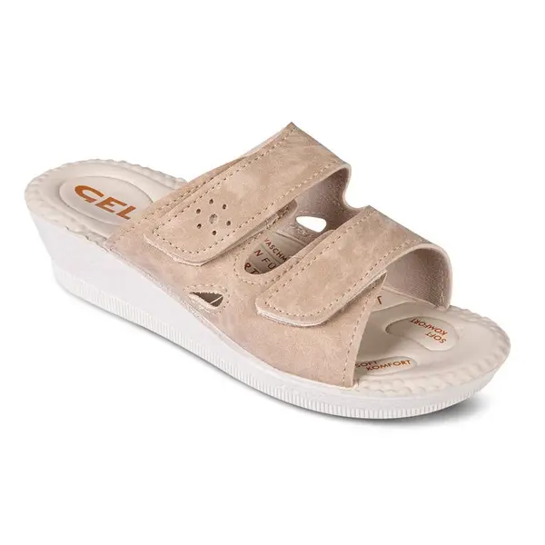 Dámské pantofle na klínku béžové vel. 42