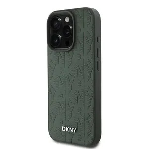 Zadní kryt DKNY PU Leather Grid Pattern Magsafe pro Apple iPhone 16 Pro, zelená