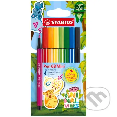 Prémiová vláknová fixka - STABILO Pen 68 Mini Animal Vibes - 8 ks sada