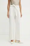 Kalhoty BOSS dámské, bílá barva, jednoduché, high waist