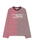 Bershka Tričko  rubínová / jasne červená / biela