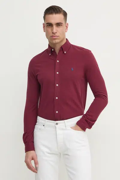 Bavlněná košile Polo Ralph Lauren červená barva, regular, s límečkem button-down, 710654408