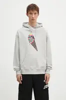 Bavlněná mikina ICECREAM Cone Man Popover Hood pánská, šedá barva, s kapucí, s potiskem, IC24487