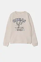 Dětská bavlněná mikina Guess béžová barva, s aplikací, J5RQ05 KAD74