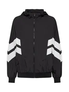Urban Classics Prechodná bunda 'Crinkle Batwing'  čierna / biela