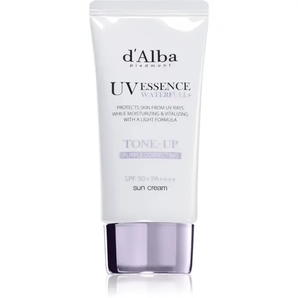 d'Alba Waterfull Purple Correcting Tone-Up Sun Cream tónovací opalovací krém pro rozjasnění a hydrataci SPF 50+ 50 ml