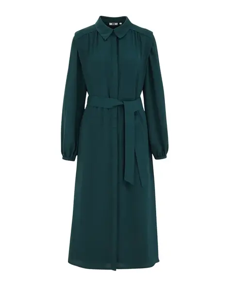 WE Fashion Košeľové šaty  tmavozelená