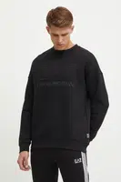 Bavlněná mikina EA7 Emporio Armani pánská, černá barva, hladká, PJOPZ.6DUM14