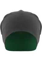 Jersey Beanie oboustranná h.dřevěné uhlí/kelly