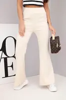 Kesi Włoski Dámské kalhoty máslo s rozšiřující se nohavicí béžové