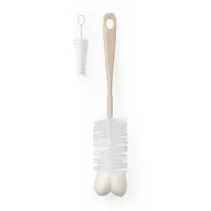 BABYONO Kartáč na kojenecké lahve s mini kartáčkem Beige