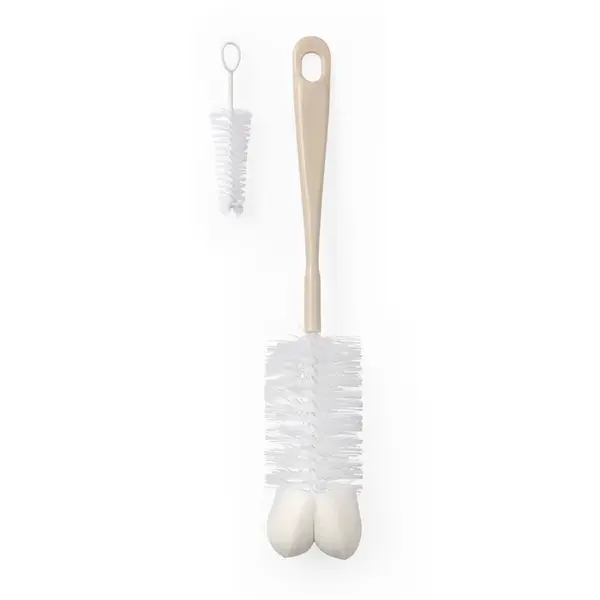 BABYONO Kartáč na kojenecké lahve s mini kartáčkem Beige