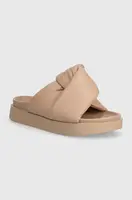 Kožené pantofle Inuikii Soft Crossed dámské, béžová barva, na platformě, 70104-140