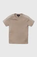Bavlněné tričko Emporio Armani hnědá barva, s aplikací