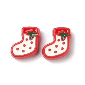 Christmas Decorations Theme Opaque Acrylic Bead with Enamel