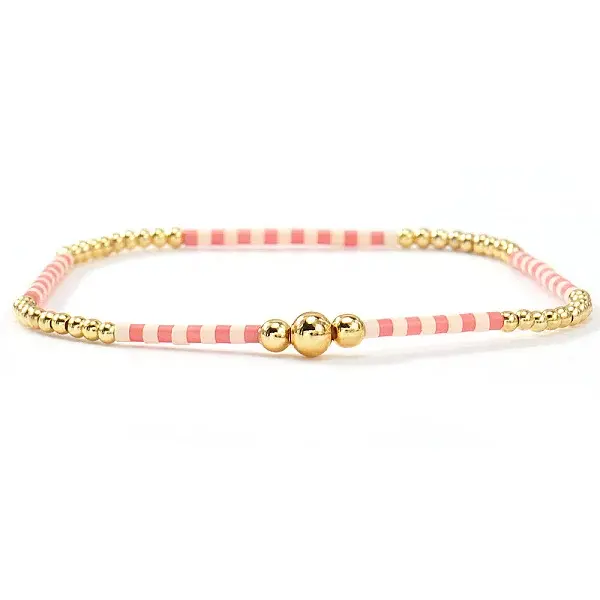 Bohemian Style Brass & Glass Seed Bead Stretch Bracelets for Women